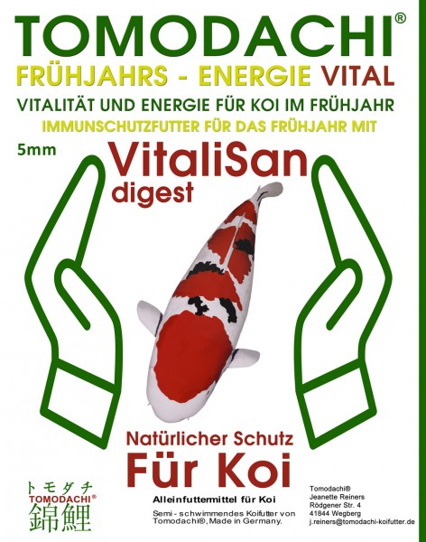 Gesundheitsfutter für Koi im Frühjahr, Energiefutter VitaliSan Digest Monoglyceride teilsinkend 15kg