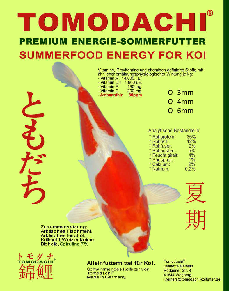 mangime energetico Primavera MANGIME Koi astax Tomodachi 6mm 10kg Spirulina Koifutter 