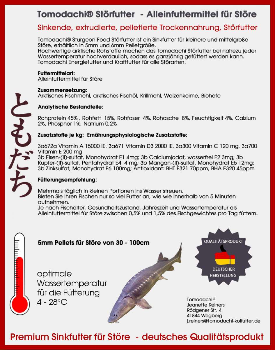 Produktbild von Grundpreis 2,10 €/kg) - 25 Kg Störfutter Basic-Primo 3,0 / 4,5 / 6,0 Und 8,0 Mm