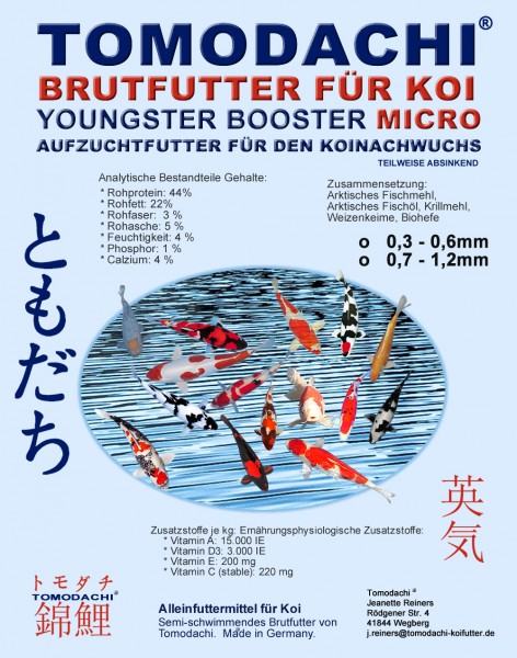 Brutfutter Koi, Energiefutter, Aufzuchtfutter für die Koibrut YoungsterBooster Micro 0,3-0,6mm 2kg