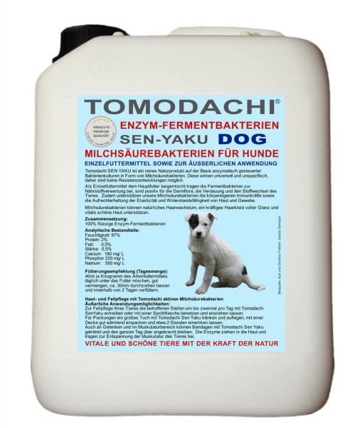 Milchsäurebakterien für Hunde, Verdauung, Haut und Fell, Futterzusatz 5L Kanister
