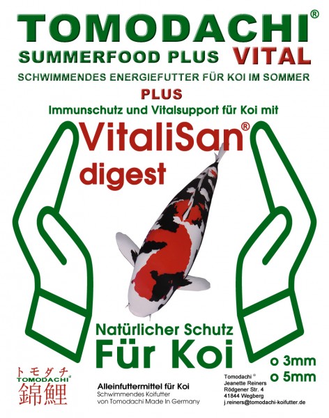 Sommerfutter für Koi mit Monoglyceriden, Sommerfutter Plus VITAL Immunschutz, Koigesundheit 5mm 5kg
