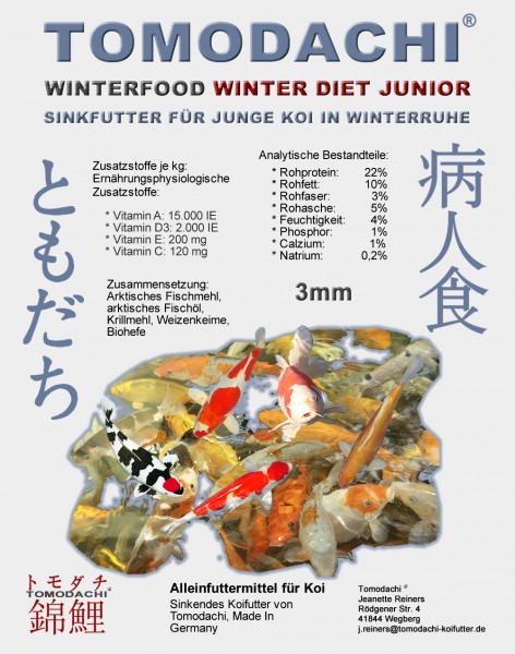 Winterfutter, Sinkfutter Koi, Jungkoifutter energiereich, schnellsinkend, WinterDiet Junior 3mm 10kg