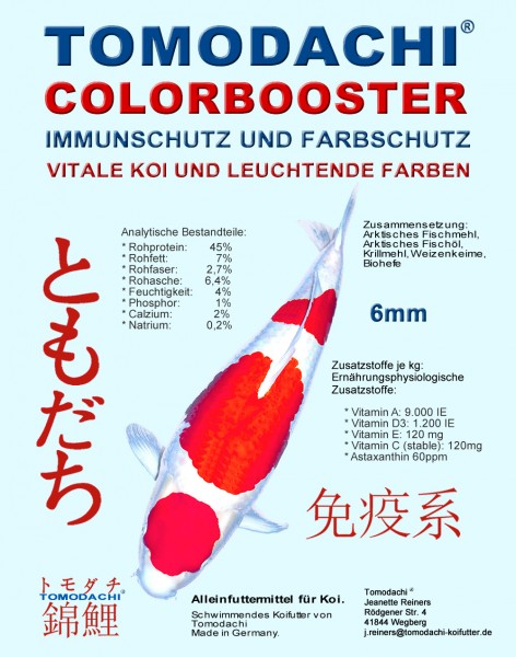 Koifutter, Wachstumsfutter Koi mit Astax Farbschutz und Immunschutz, Tomodachi Colorbooster 6mm 5kg