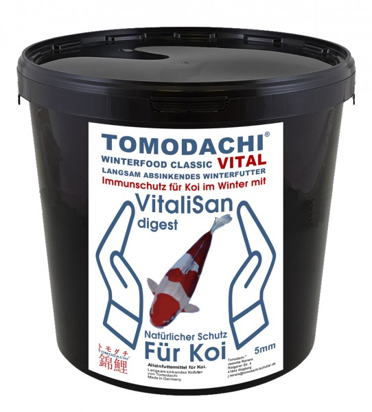 Sinkfutter für Koi im Winter Gesundheitsfutter Tomodachi Winterfood Classic VITAL 5mm 5kg Eimer