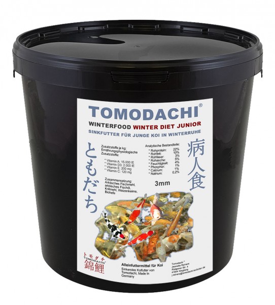 Winterfutter Koi Sinkfutter für junge Koi hochverdaulich Tomodachi Winter Diet Junior 3mm 5kg Eimer