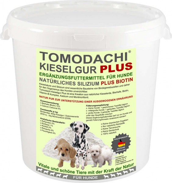 Kieselerde Plus Biotin für Hunde Futterzusatz Barf Ergänzung reich an Silizium Biotin Mineralien 5L